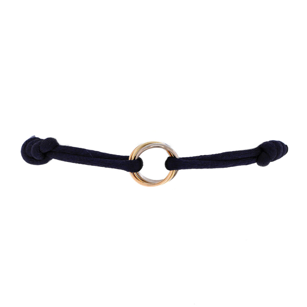 Cartier Trinity On Cord Bracelet Silk Cord with 18K Tricolor Gold